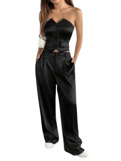 SHEIN CZARNE SPODNIE ELEGANCKIE PROSTE DŁUGIE PLUS SIZE 44 1DA