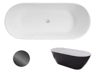 Wanna Wolnostojąca Besco Moya Matt Black&White 170 + klik-klak grafit czyszczony od góry - Wanny Wanna Wolnostojąca Besco Moya Matt Black&White 170 + klik-klak grafit czyszczony od góry - Wanny - miniaturka - grafika 1