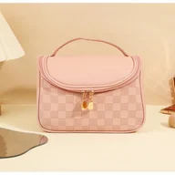 Kosmetyczki, organizery i kuferki - Kosmetyczka rozkładana kuferek róż KS82 - miniaturka - grafika 1