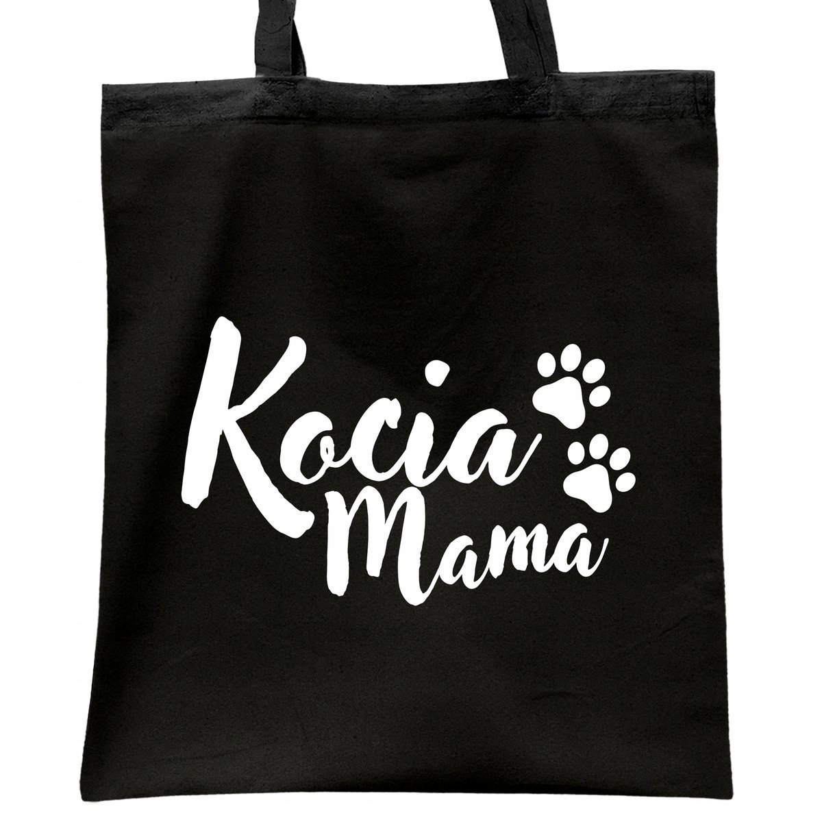Torba bawełniana czarna na zakupy Kocia Mama Dla Kociar