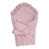 Rożki i beciki - Like Moses Becik/ Rożek niemowlęcy muślinowy z wyjmowanym usztywnieniem 75x75 cm BRUDNY RÓŻ W SREBRNE GWIAZDKI - miniaturka - grafika 1