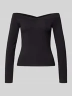 Bluzki damskie - Bluzka z długim rękawem o kroju slim fit z mieszanki wiskozy - miniaturka - grafika 1
