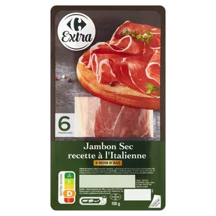 Carrefour Extra Jambon Sec Włoska szynka wieprzowa w plastrach 100 g - Kiełbasa i wędliny - miniaturka - grafika 1