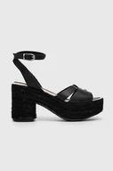 Sandały damskie - Pepe Jeans sandały skórzane TAFFY kolor czarny PLS90602 - miniaturka - grafika 1