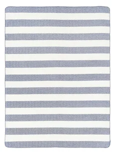 Koc bawełniano-akrylowy 150x200 biały granatowy w pasy zygzaki - Koce Koc bawełniano-akrylowy 150x200 biały granatowy w pasy zygzaki - Koce - miniaturka - grafika 1