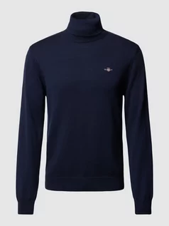 Swetry męskie - Golf z wyhaftowanym logo z mieszanki bawełny i wełny - grafika 1