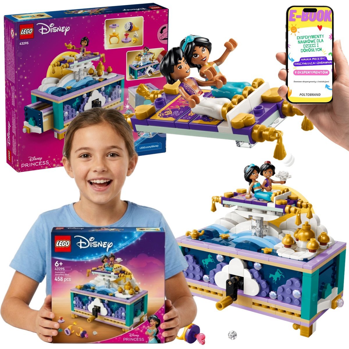 LEGO Disney Princess 43295 Szkatułka na Biżuterię Dżasminy Aladyn + E-BOOK