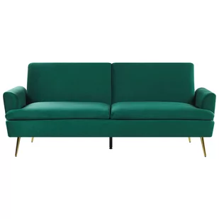 Beliani Sofa rozkładana welurowa zielona VETTRE - Sofy i kanapy - miniaturka - grafika 1