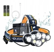 Latarki - CZOŁOWA LATARKA LED + MOCNA WODOODPORNA | USB AKMULATOR LAMPA PRO 5000 LMm - miniaturka - grafika 1