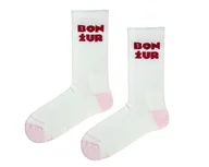 Skarpetki męskie - Bonżur - białe skarpetki z zabawnym napisem - miniaturka - grafika 1
