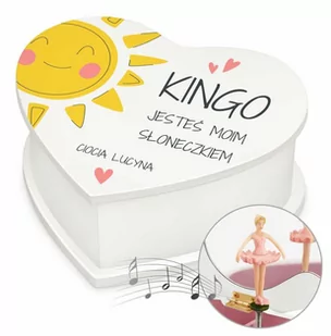 Szkatułka na biżuterię w kształcie serca z pozytywką i nadrukiem dla - Pamiątka Pierwszej Komunii Świętej - miniaturka - grafika 1