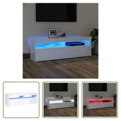 Szafki RTV - Living Store szafka pod telewizor z oświetleniem LED biały wysoki połysk 120x35x40 cm - miniaturka - grafika 1