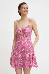 Pepe Jeans sukienka jeansowa DENISE kolor różowy mini rozkloszowana PL953499 - Sukienki - miniaturka - grafika 1