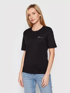 Koszulki i topy damskie - Selected T-Shirt Cabella 16083668 Czarny Regular Fit - grafika 1
