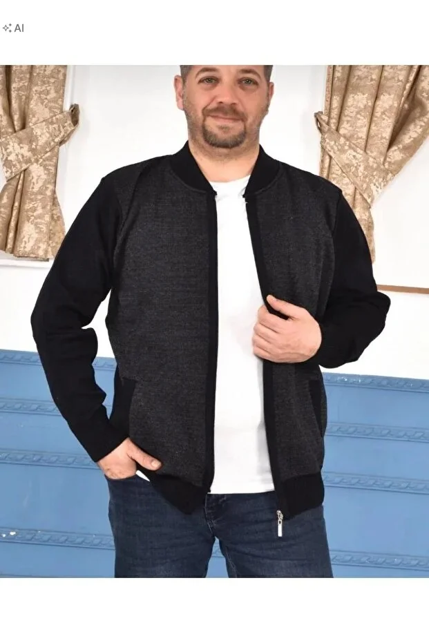 MĘSKA KURTKA BOMBER MELANŻOWA CZARNA SPORTOWA XL 5IA