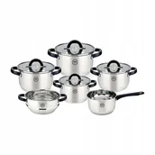 Zestawy garnków i patelni - ZESTAW GARNKÓW STALOWYCH MG HOME BLACK 10EL. stal nierdzewna 10 el. - miniaturka - grafika 1