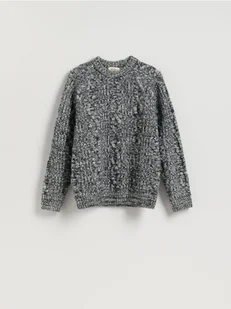 Reserved - Wełniany sweter o warkoczowym splocie - wielobarwny - Swetry męskie - miniaturka - grafika 1