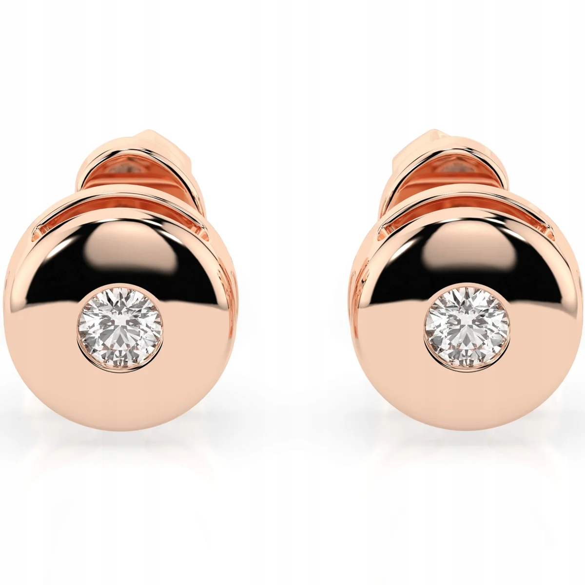 ZŁOTE KOLCZYKI 585 Z DIAMENTEM BRYLANTEM 0,08 CT LAB ESSYA