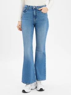 Noisy May Rozkloszowane jeansy - NMKareen Kobiety Bawełna niebieski jednolity, 25-30 - Spodnie damskie - miniaturka - grafika 1