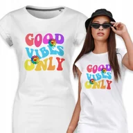 Koszule damskie - PIŻAMA DAMSKA BIAŁA Koszula Nocna Wygodna Na Prezent GOOD VIBES ONLY Wz S - miniaturka - grafika 1