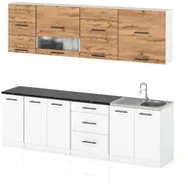 Meble kuchenne - Meble Kuchenne Zestaw Kuchnia Marocco 2.6m Modułowa Dąb Wotan Biała Mat - miniaturka - grafika 1
