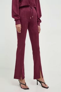 Spodnie damskie - Guess spodnie dresowe kolor fioletowy gładkie - grafika 1