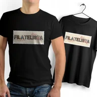 Koszulki męskie - Koszulka Męska Czarna dla Filatelisty Bawełniana T-shirt Trwały Nadruk - miniaturka - grafika 1