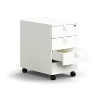 Szafki biurowe - Mobilny kontenerek QBUS, 4 szuflady z uchwytami, zamykany, biały - miniaturka - grafika 1