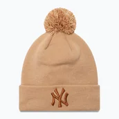 Czapki damskie - Czapka z daszkiem damska New Era Metallic Bobble Knit Beanie New York Yankees beige WYSYŁKA W 24H 30 DNI NA ZWROT - miniaturka - grafika 1