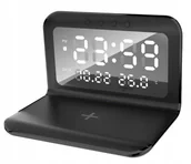 Akcesoria do smartwatchy - INDUKCYJNA ŁADOWARKA QI Z ZEGARKIEM ZEGAR BUDZIK TEMPERATURA BEZPRZEWODOWA - miniaturka - grafika 1