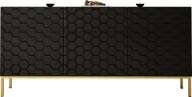 Komody - MEGSTYL KOMODA 160CM NA ZŁOTYCH NÓŻKACH - HEXA 2 Czarny mat - Czarny połysk - miniaturka - grafika 1