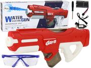 Zabawki militarne - Duży Pistolet Na Wodę Czerwony 750ml Wodoszczelny Okulary - miniaturka - grafika 1