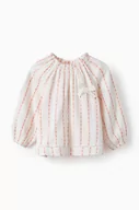 Bluzki dla dziewczynek - zippy bluzka bawełniana niemowlęca kolor beżowy wzorzysta - Zippy - miniaturka - grafika 1