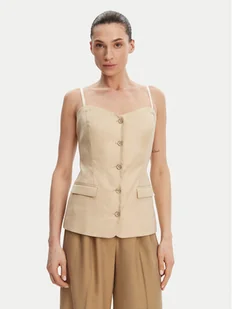 Guess Top W5GH0L WH5L2 Beżowy Regular Fit - Koszulki i topy damskie - miniaturka - grafika 1
