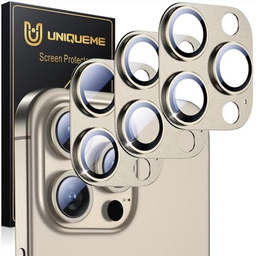 UniqueMe 3 sztuki ochraniaczy aparatu do iPhone 15 Pro/iPhone 15 Pro Max [odporna na zarysowania, stabilna], ultra przezroczysta, akrylowa ochrona aparatu do iPhone 15 Pro Max/iPhone 15 Pro,
