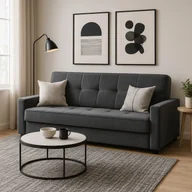 Sofy i kanapy - Sofa z Funkcją Spania ALUNA Rozkładana Wersalka Dwuosobowa Szara Nowoczesna do Salonu - miniaturka - grafika 1