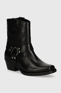 Steve Madden kowbojki skórzane Quintana damskie kolor czarny na słupku lekko ocieplone SM11003295 - Botki damskie - miniaturka - grafika 1