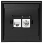 Gniazdka elektryczne - Gniazdo TV Luna typu "F"+ RJ45 komputerowe czarny mat - miniaturka - grafika 1