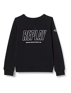 Replay Bluza chłopięca z logo, mieszanka bawełny, czarna (Black 098), 4 lata, czarny (098 Black), 4 lat - Bluzy dla chłopców - miniaturka - grafika 1
