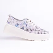 Półbuty damskie - Półbuty damskie sportowe GOODIN GD-XF-240 ażurowe skóra lekkie kwiaty 37 - miniaturka - grafika 1