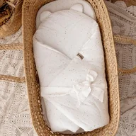 Rożki i beciki - Rożek niemowlęcy Muślinowy Śmietankowy Złote Kropki - miniaturka - grafika 1