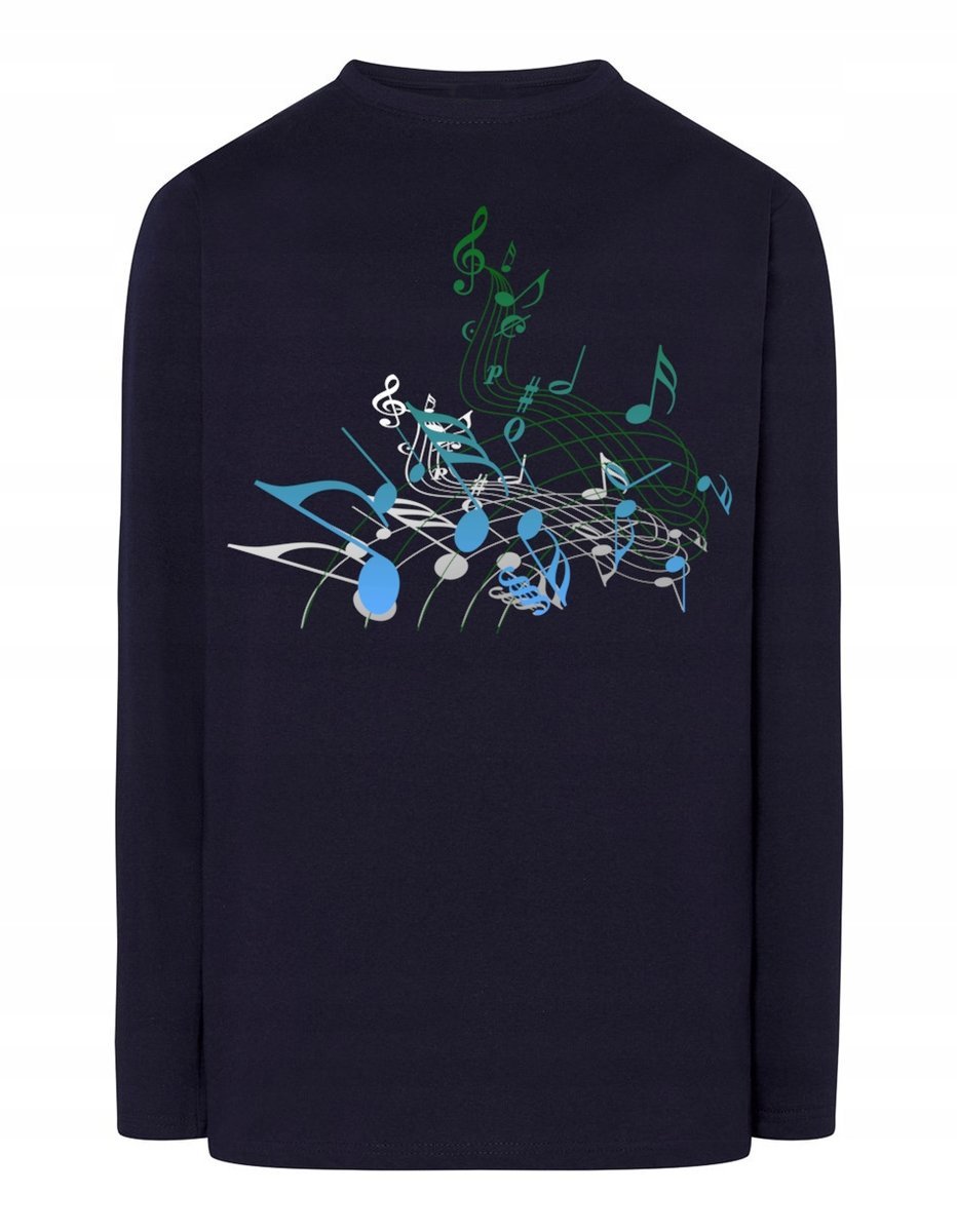 Longsleeve męski nadruk NUTKI NUTY MUZYKA r.M