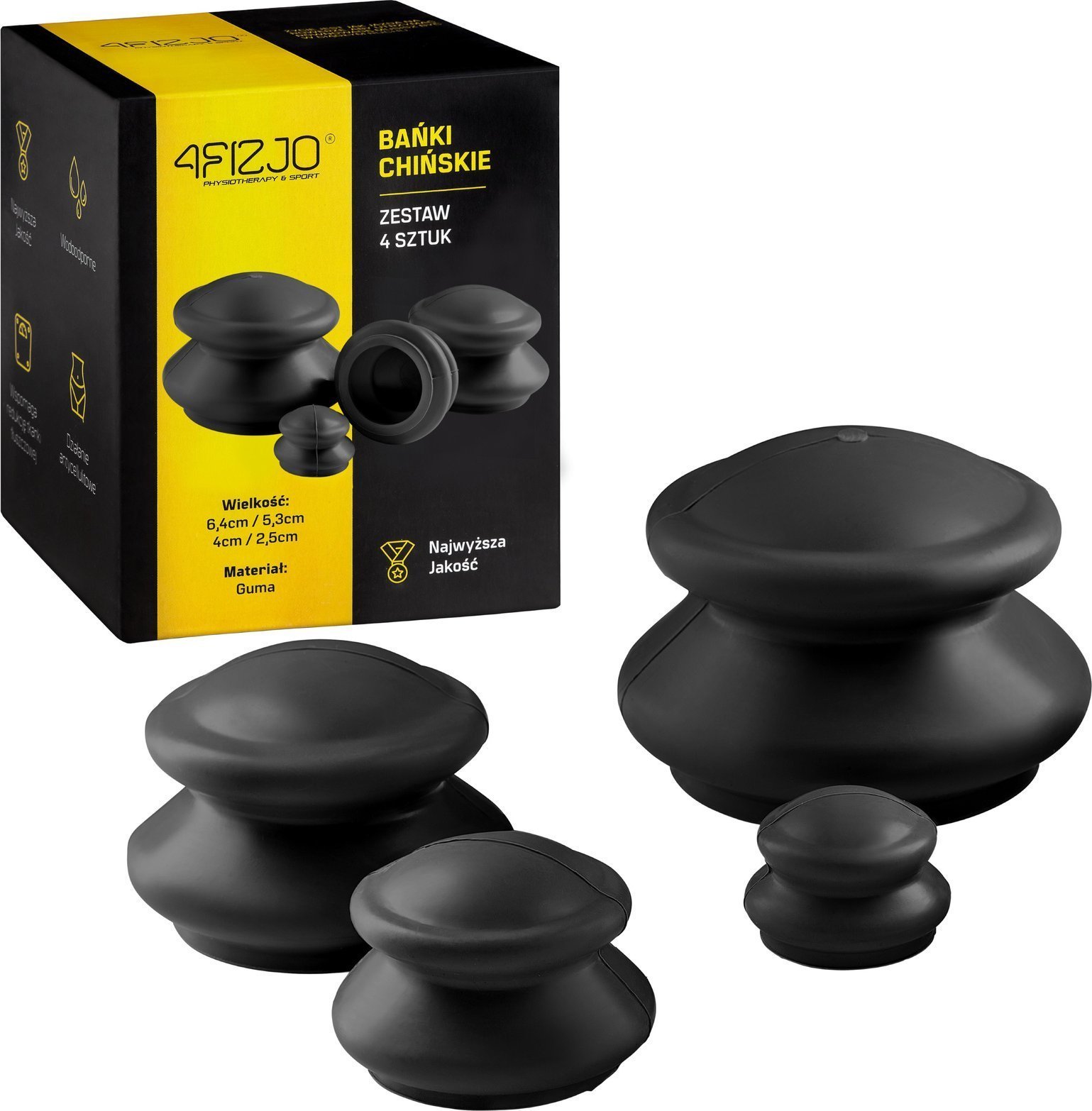 Bańki chińskie gumowe 4szt. czarne