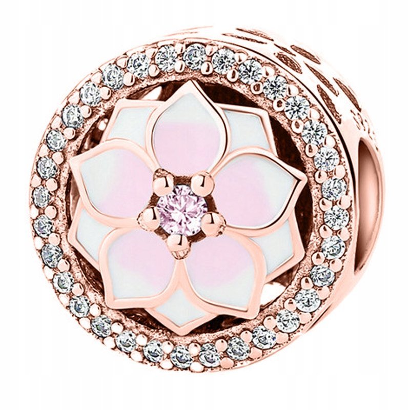 Charms Kwiat Flower Kwiatek różowe złoto srebro