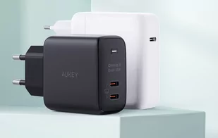 Ładowarka sieciowa Aukey PA-B4T,  2xUSB-C, 45W  (czarna) - Ładowarki do telefonów - miniaturka - grafika 2