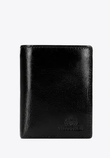 Klasyczny męski portfel ze skóry naturalnej z logo czarny - Portfele Klasyczny męski portfel ze skóry naturalnej z logo czarny - Portfele - miniaturka - grafika 1