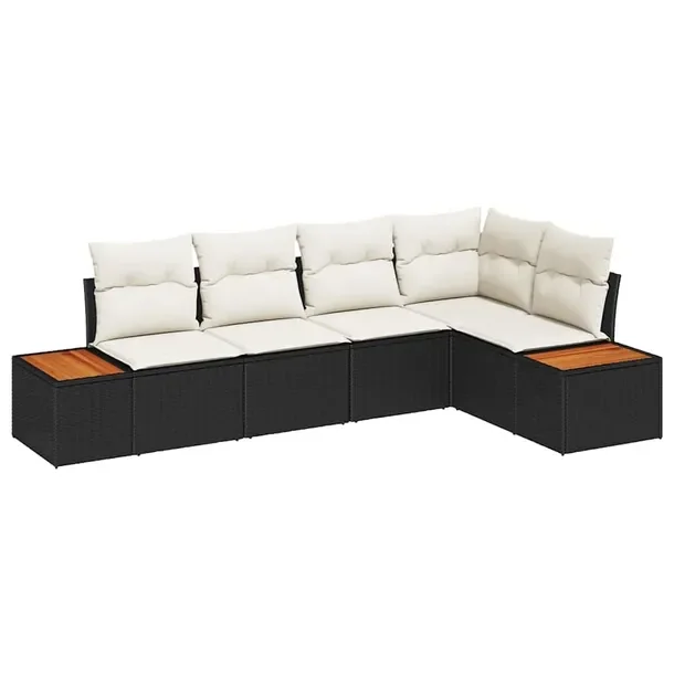 Modułowy Zestaw Sof Ogrodowych z Polirattanu, Czarny, 40-80x60 cm