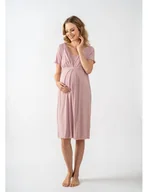 Odzież ciążowa - Cool Mama Koszula Ciążowa Classic krótki rękaw Różowa S - miniaturka - grafika 1