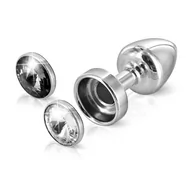 Korki analne - Diogol Plug analny zdobiony - Anni Butt Plug Magnet Clear & Black 25 mm Przezroczysty i Czarny DG026A - miniaturka - grafika 1