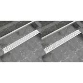 Syfony - Fala vidaXL Odpływ liniowy, 2 szt., 930x140 mm, stal nierdzewna vidaXL - miniaturka - grafika 1